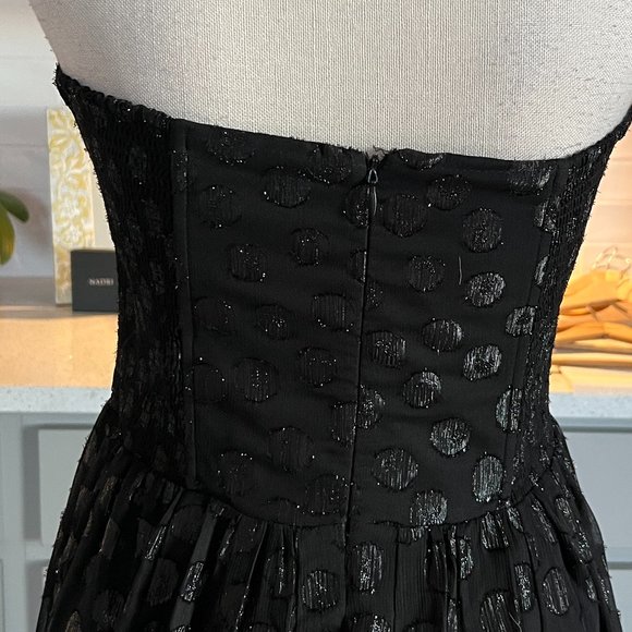 Guess Little Black Strapless Black Polka Dot Dress Twirl Worthy Skirt Size 8 - Picture 6 of 12